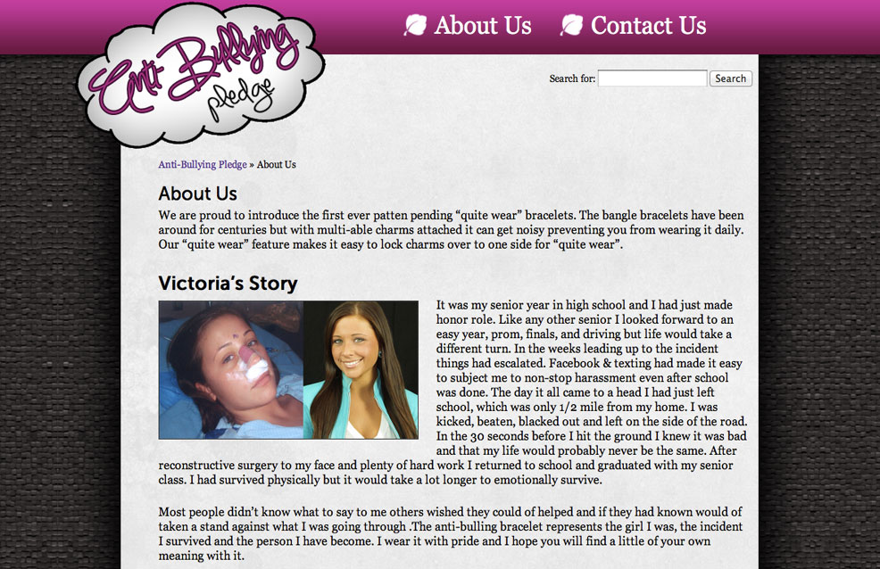 antibullyingpledge.com Web Design by Scott Pullano - Screen 2 of 3