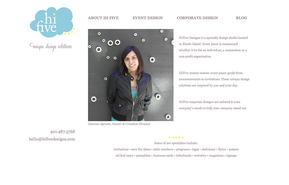 hifivedesigns.com Web Development by Scott Pullano - Screen 3 of 3